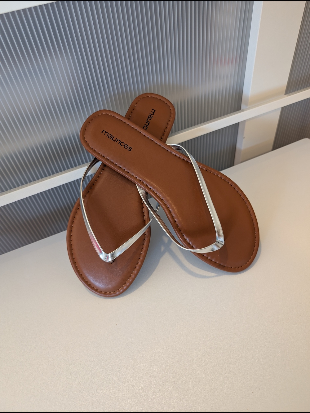 Maurices Silver Strap Flip Flops